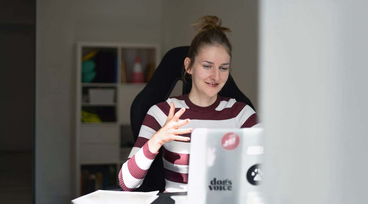 Hundetrainerin gibt online Hundeschule via Zoom